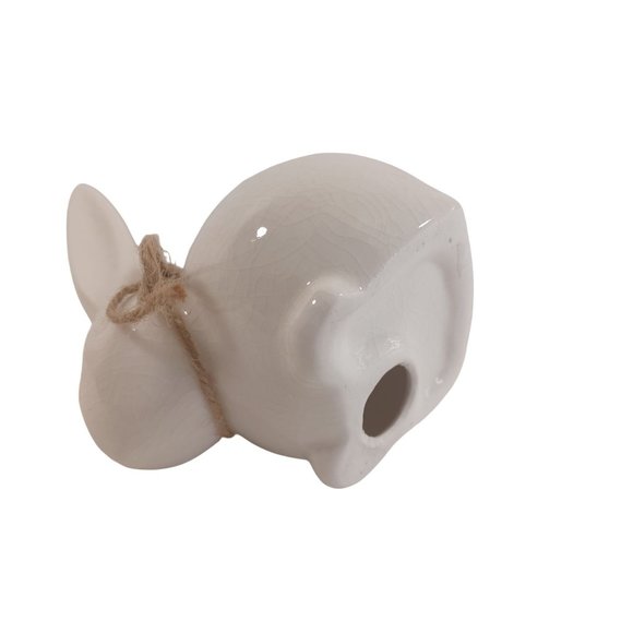 Vintage 1960's White Ceramic Bunny Rabbit 5.5" x 4.5" Handmade Crackle - Picture 6 of 6
